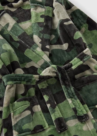 Boys Green Camo Dressing Gown (7-13yrs)