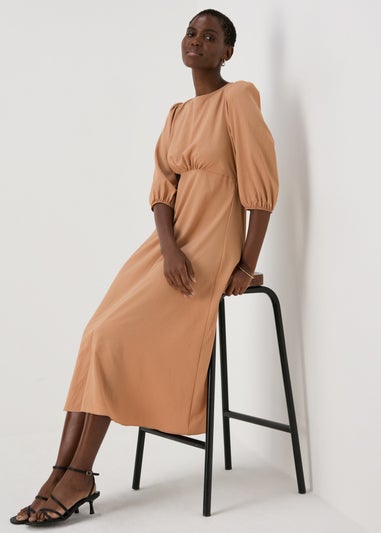 Camel Midi Tea Dress