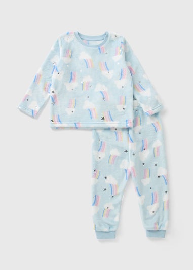 Girls Blue Cloud Plush Pyjama Set (1-7yrs)