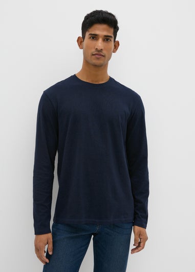 Navy Essential Crew Neck Long Sleeve T-Shirt