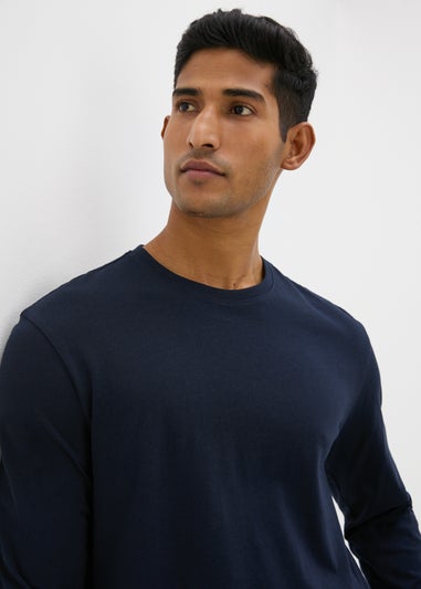 Navy Essential Crew Neck Long Sleeve T-Shirt