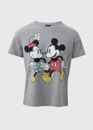 Minnie & Mickey Mouse Grey Printed T-Shirt