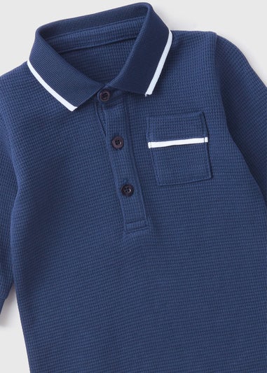 Baby Navy Polo Romper (Newborn-23mths)