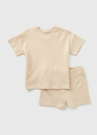 Boys Stone Waffle T-Shirt & Shorts Set (1-7yrs)