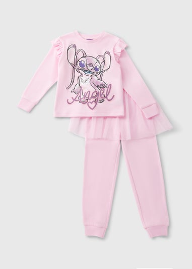 Disney Kids Pink Stitch Tutu Top & Bottoms Pyjama Set (1-7yrs)