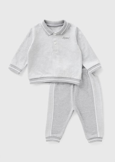 Baby Grey Polo Top & Jogging Bottoms Set (Newborn-23mths)