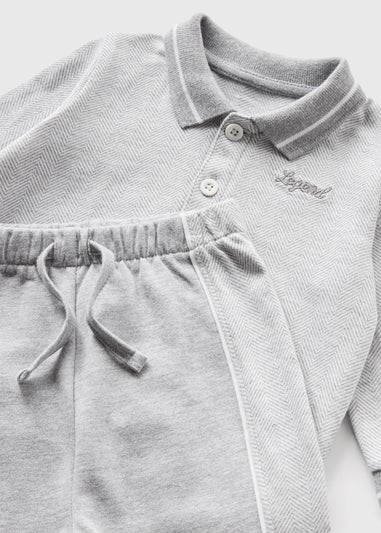 Baby Grey Polo Top & Jogging Bottoms Set (Newborn-23mths)