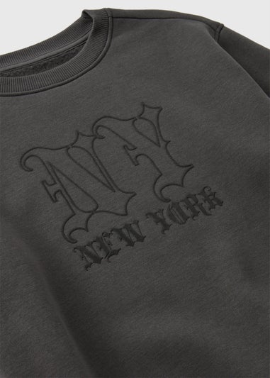 Boys Grey New York Crewneck Sweatshirt (7-15yrs)