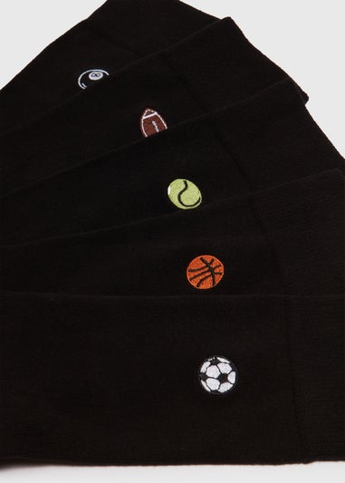 5 Pack Black Ball Embroidery Socks