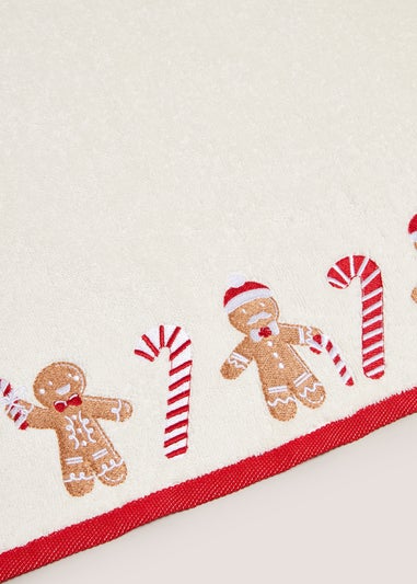 Christmas Gingerbread Embroidered Towel