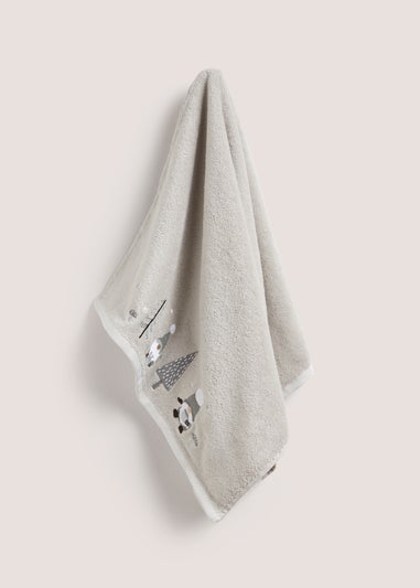 Grey Embroidered Gnome Hand Towel