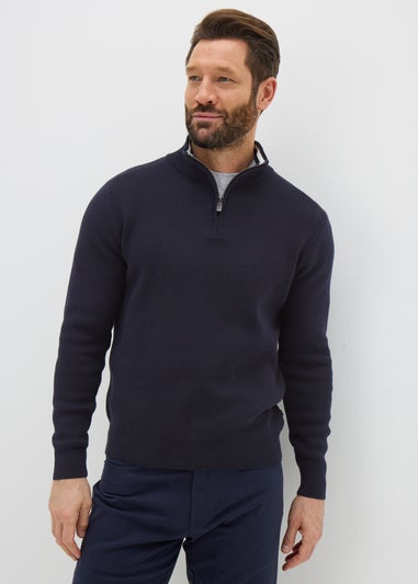 Lincoln Navy 1/4 Zip Knit Jumper