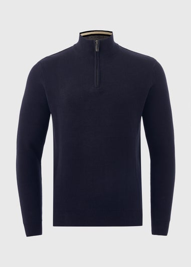 Lincoln Navy 1/4 Zip Knit Jumper