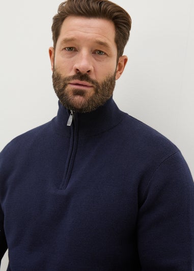 Lincoln Navy 1/4 Zip Knit Jumper