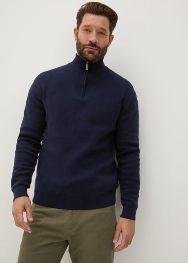 Lincoln Navy 1/4 Zip Knit Jumper