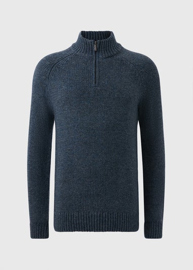 Lincoln Blue Knitted 1/4 Zip Jumper