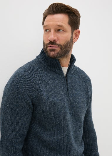 Lincoln Blue Knitted 1/4 Zip Jumper