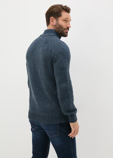 Lincoln Blue Knitted 1/4 Zip Jumper