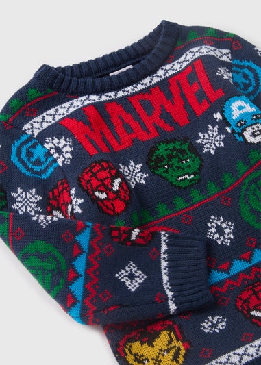 Marvel Kids Navy Christmas Jumper (1-12yrs)