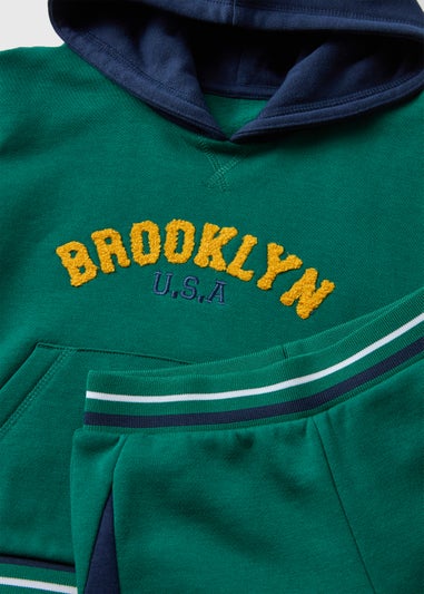 Boys Green Brooklyn Hoodie & Jogging Bottom Set (1-7yrs)