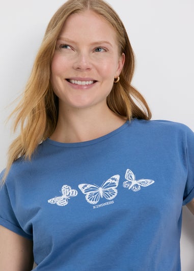 Blue Butterfly Graphic T-Shirt