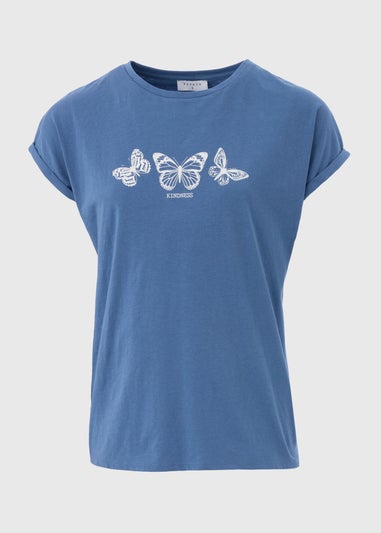 Blue Butterfly Graphic T-Shirt