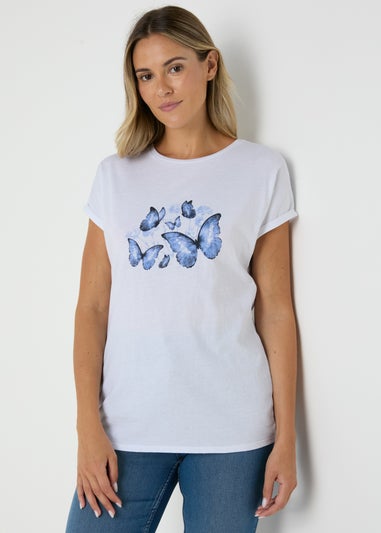 White Butterfly Graphic T-Shirt