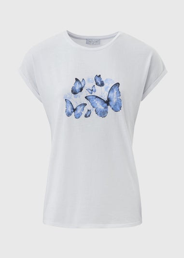 White Butterfly Graphic T-Shirt