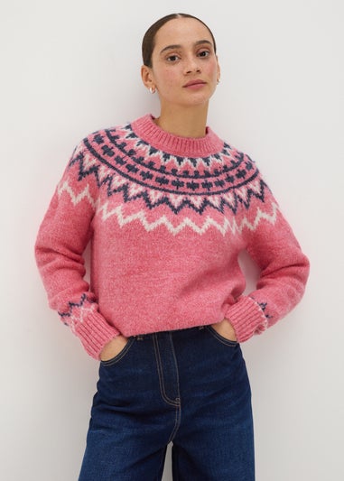 Pink Fairisle Knit Jumper