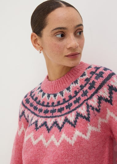 Pink Fairisle Knit Jumper