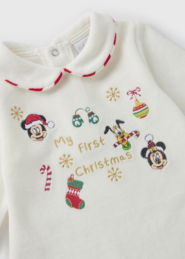 Disney Baby Cream Mickey Mouse Christmas Sleepsuit (Newborn-12mths)