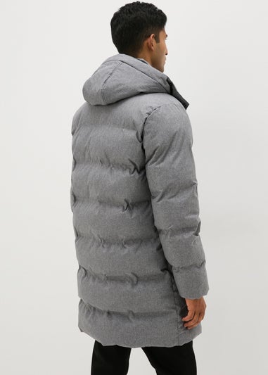 Grey Longline Puffer Jacket