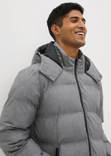 Grey Longline Puffer Jacket