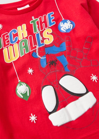 Marvel Kids Red Spiderman Christmas T-Shirt (1-7yrs)