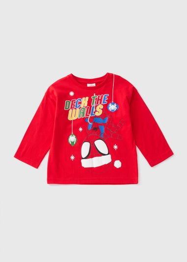 Marvel Kids Red Spiderman Christmas T-Shirt (1-7yrs)