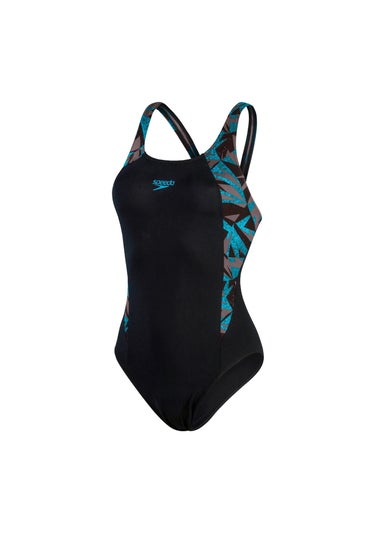 Speedo Black/Blue Hyperboom Splice Eco Endurance One Piece Swimsuit