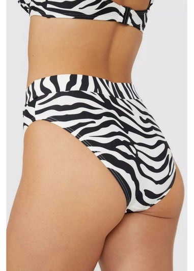Gorgeous White/Black Zebra Print Mid Rise Bikini Bottoms