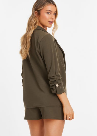 Quiz Green Ruched Sleeve Tailored Blazer