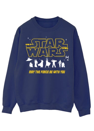 Star Wars Silhouettes Force Adult Navy Printed Sweatshirt