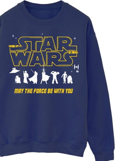 Star Wars Silhouettes Force Adult Navy Printed Sweatshirt