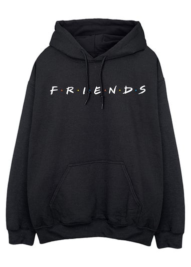 Friends Logo Black Printed Hoodie