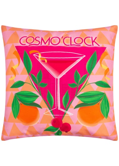 furn. Pink Cosmo O' Clock Filled Outdoor Cushions (43cm x 43cm x 8cm)