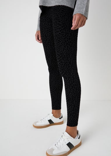 Black Animal Flocked Leggings