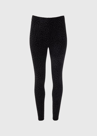 Black Animal Flocked Leggings