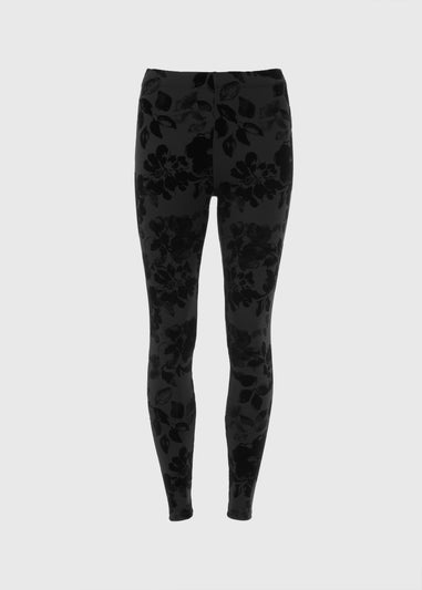 Black Animal Flocked Leggings