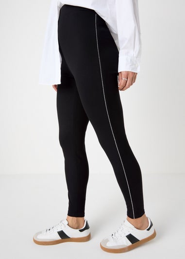 Black Diamante Side Leggings