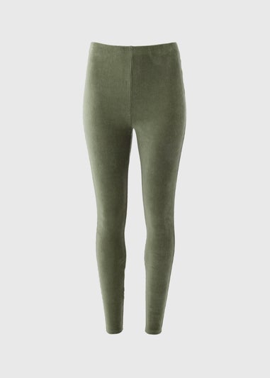 Khaki Velvet Corduroy Leggings