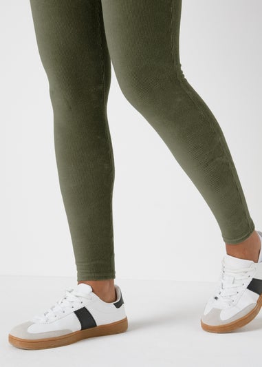 Khaki Velvet Corduroy Leggings