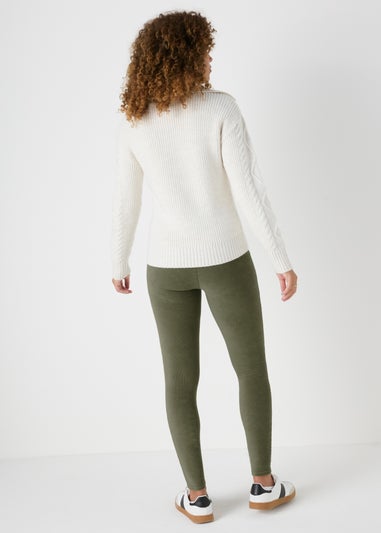 Khaki Velvet Corduroy Leggings