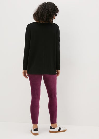 Burgundy Velvet Corduroy Leggings